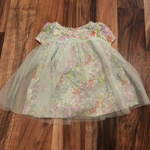 BNWT Baby Gap floral dress w/ mint tulle overlay